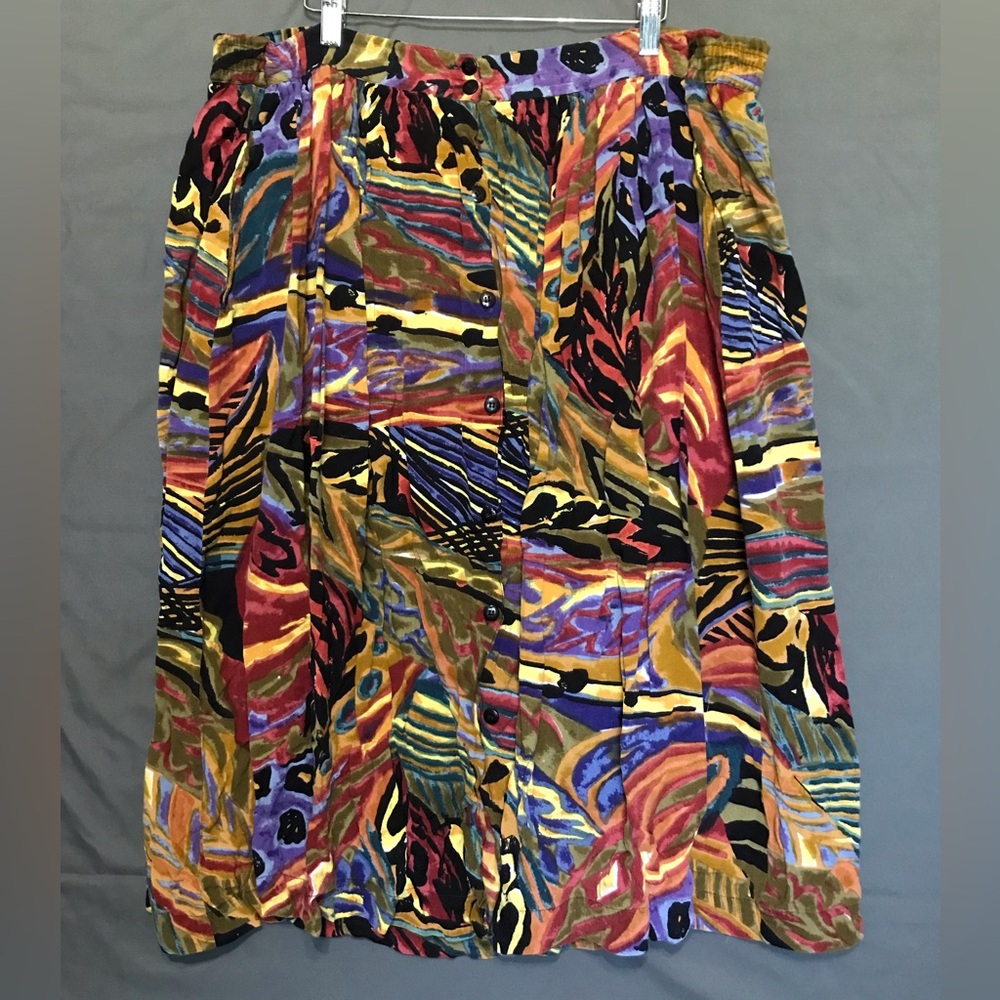 Vintage- Womens Multicolor Abstract Skirt with Pockets
